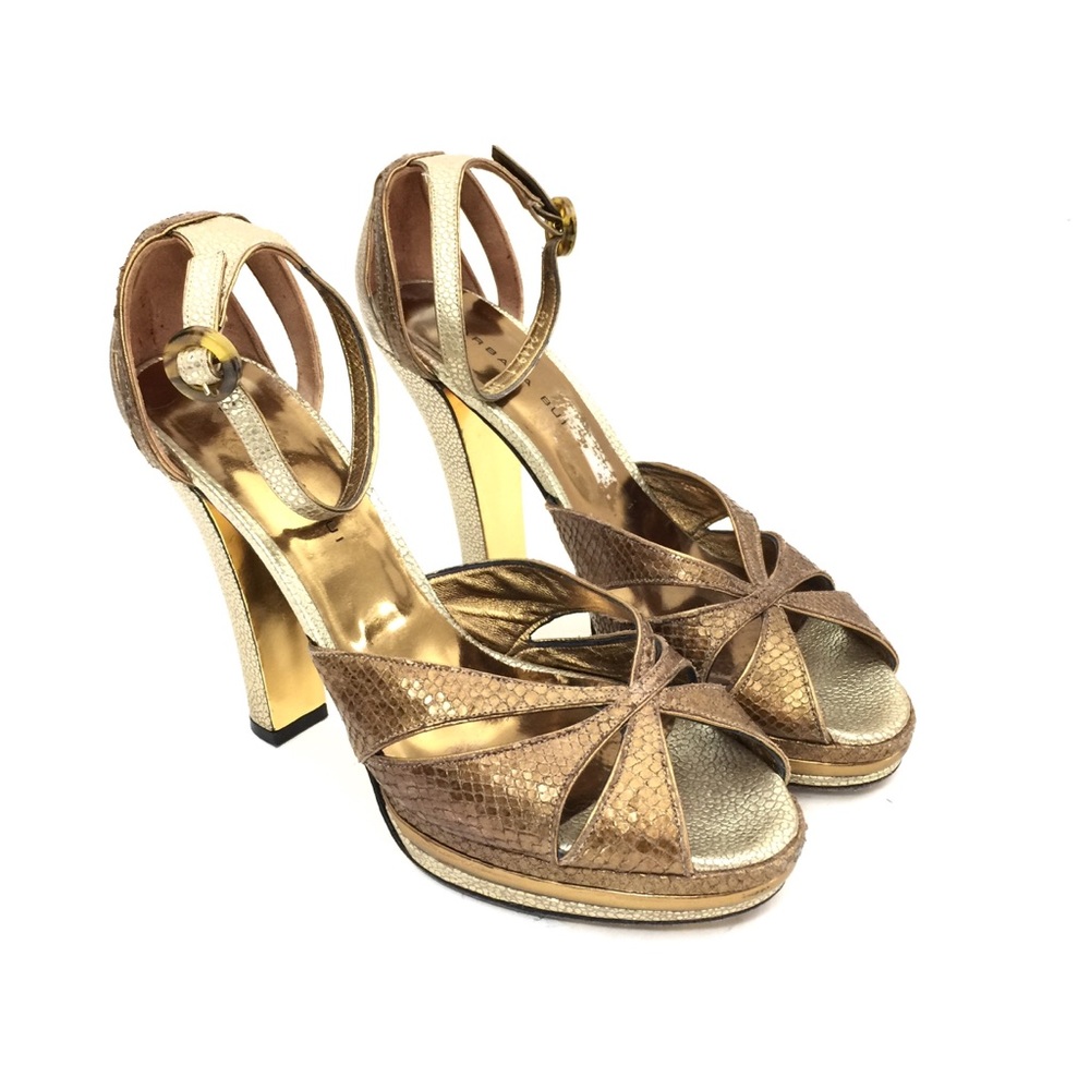 BARBARA BUI Bronze & Gold Snakeskin Platform Heels